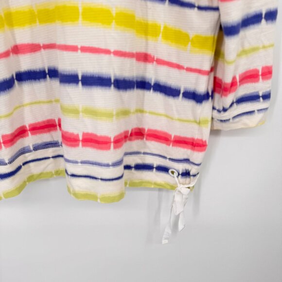 T By Talbots Womens Striped Cotton top shirt tie dye size Large side tie - Picture 5 of 10
